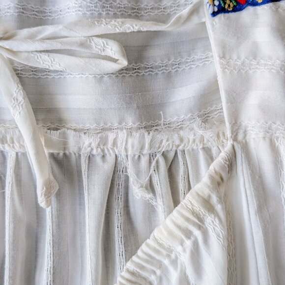 Vintage 70s Handmade Prairie Dress White Long Sleeve Ruffle Maxi Dress - Picture 10 of 11